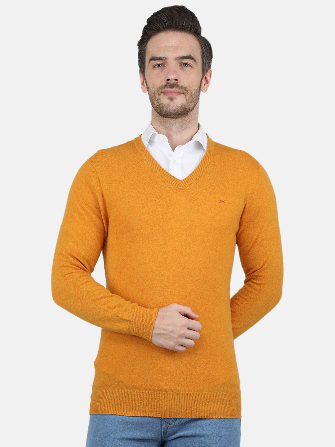 

Monte Carlo Men Yellow Solid Wool Pullover