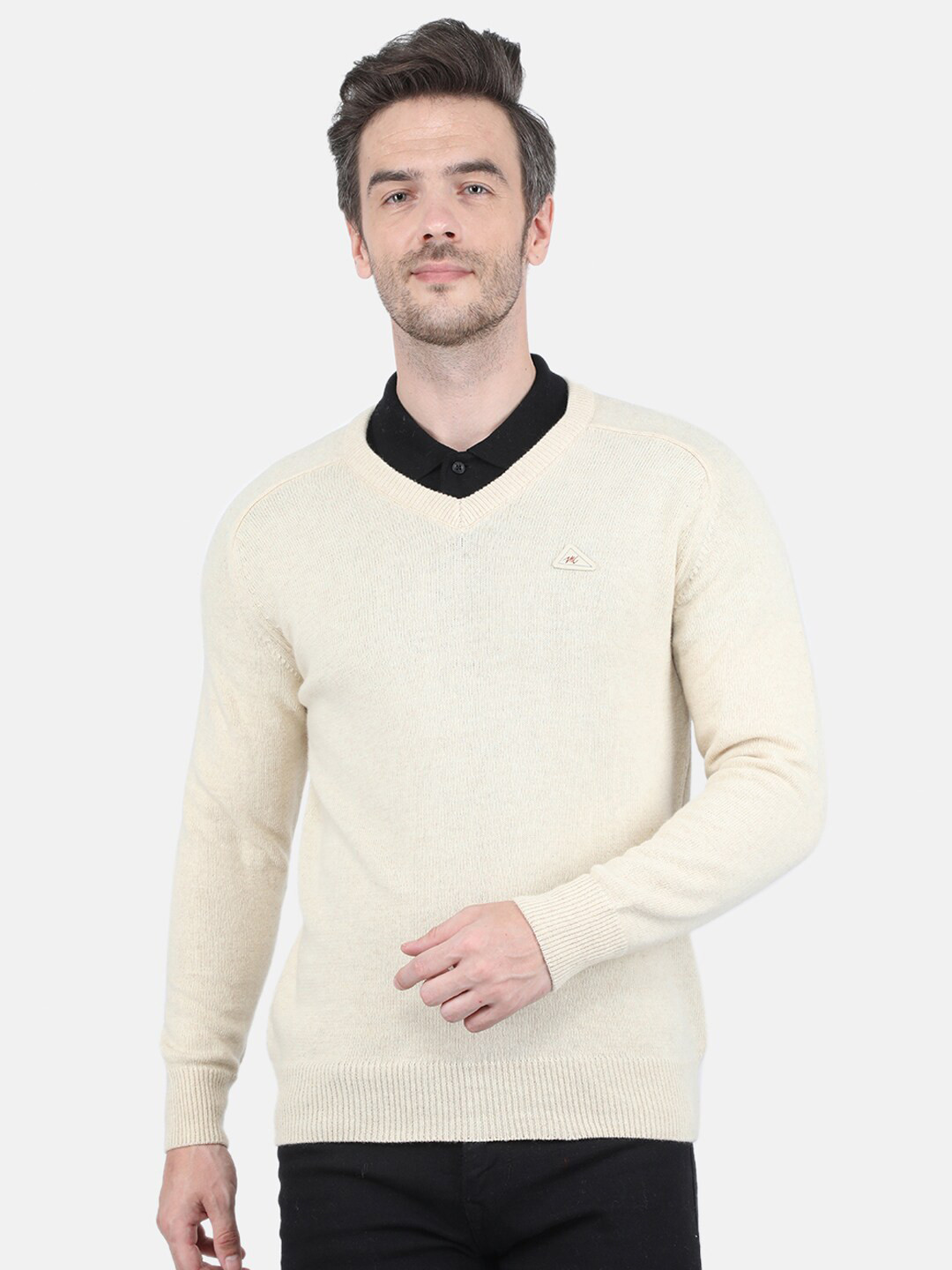 

Monte Carlo Men Off White Solid Wool Pullover