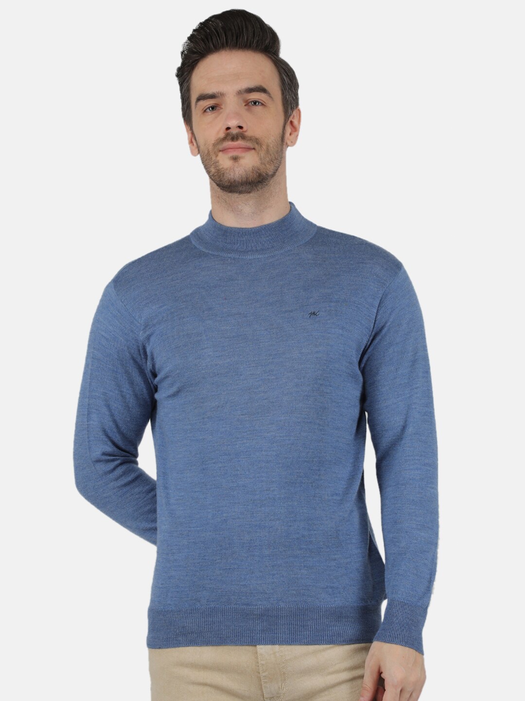 

Monte Carlo Men Blue Pure Wool Turtle Neck Pullover