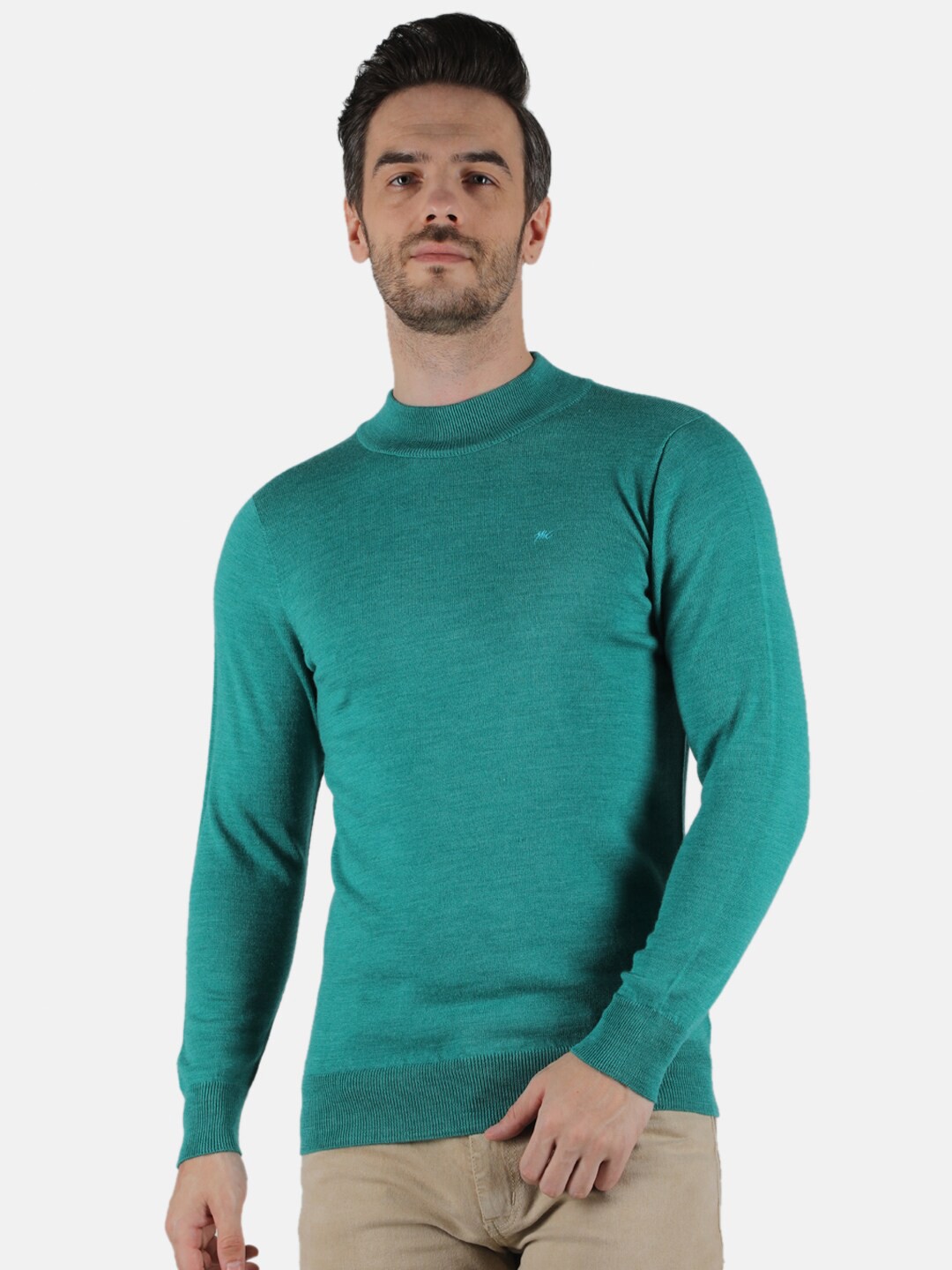 

Monte Carlo Men Green Pure Wool Pullover