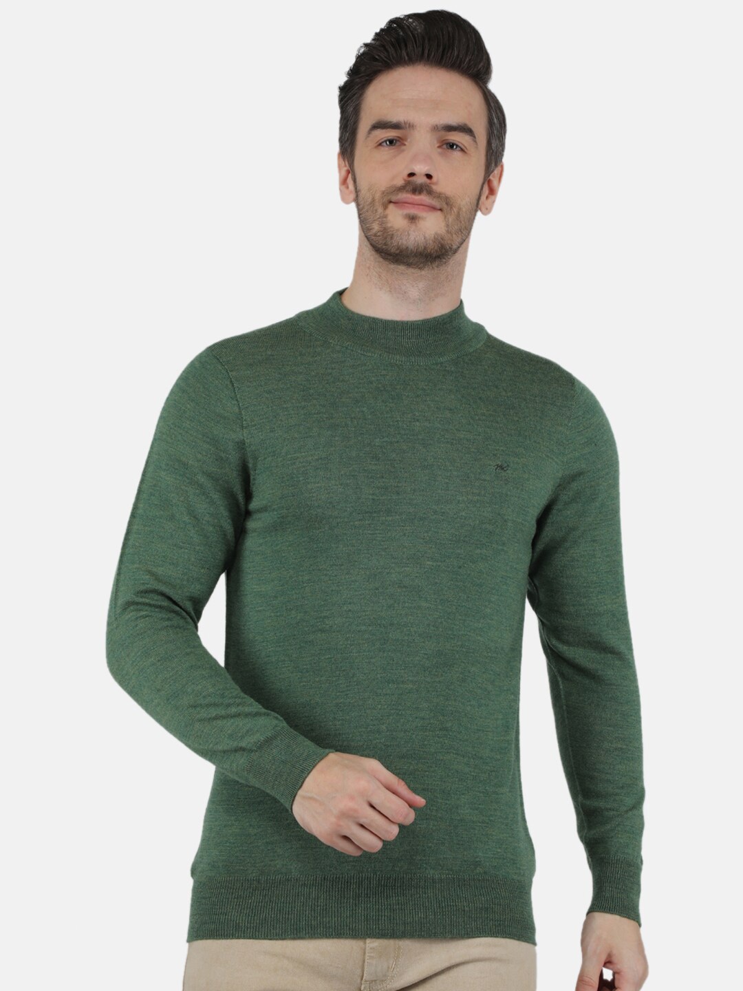 

Monte Carlo Men Green Solid Woolen Pullover