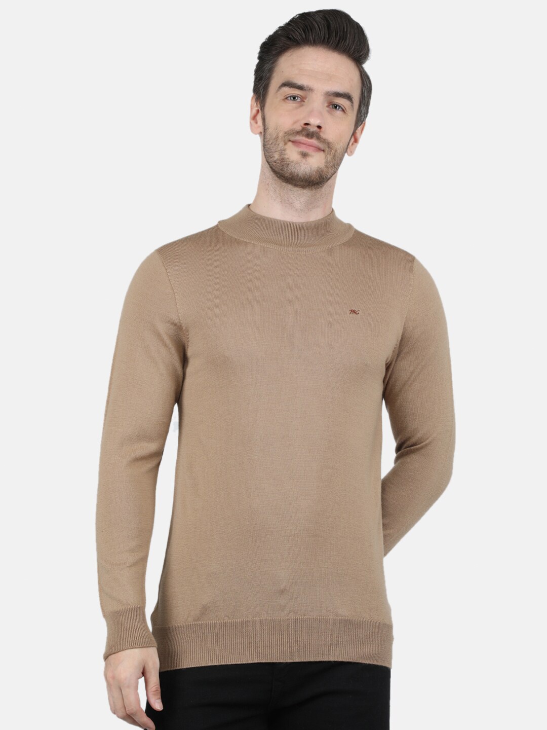

Monte Carlo Men's Pure Wool Beige T-Neck Pullover