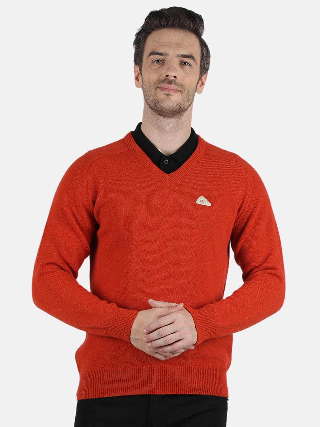 

Monte Carlo Men Orange Solid Woolen Pullover