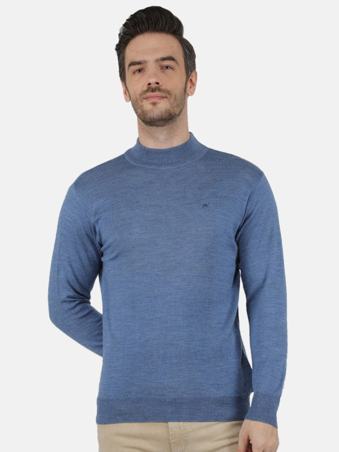 

Monte Carlo Men Blue Solid Wool Pullover