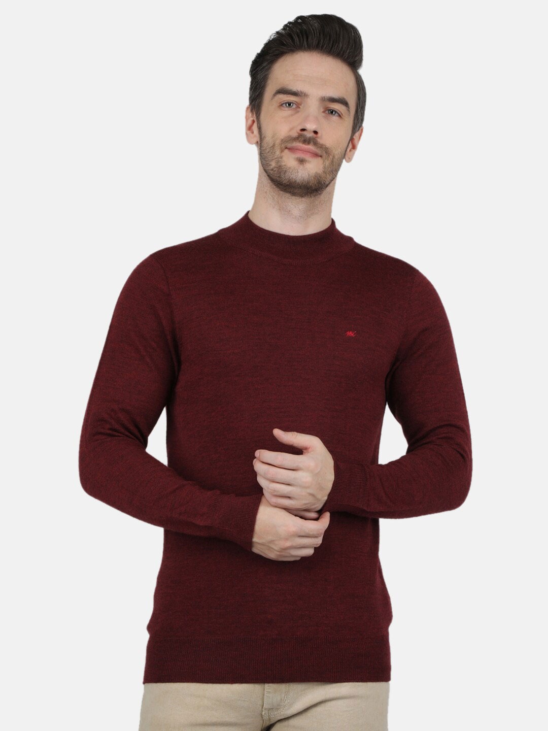 

Monte Carlo Men Burgundy Solid Pullover