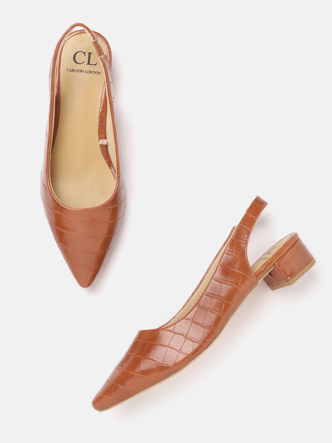 

Carlton London Tan Brown Textured Pumps