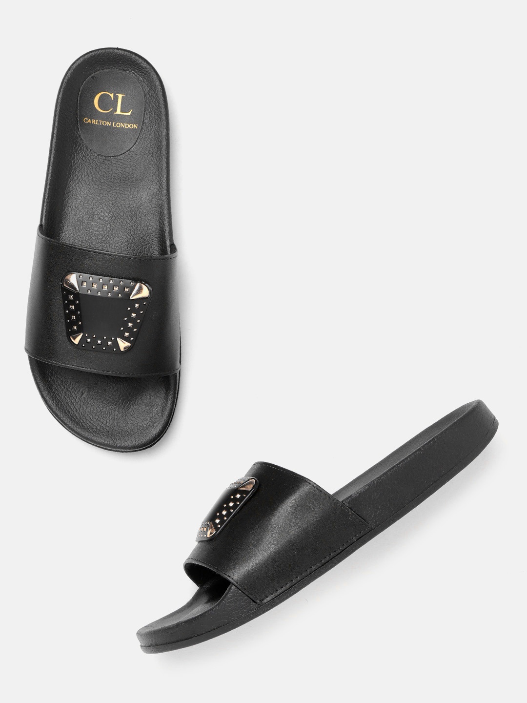 

Carlton London Women Black Solid Sliders