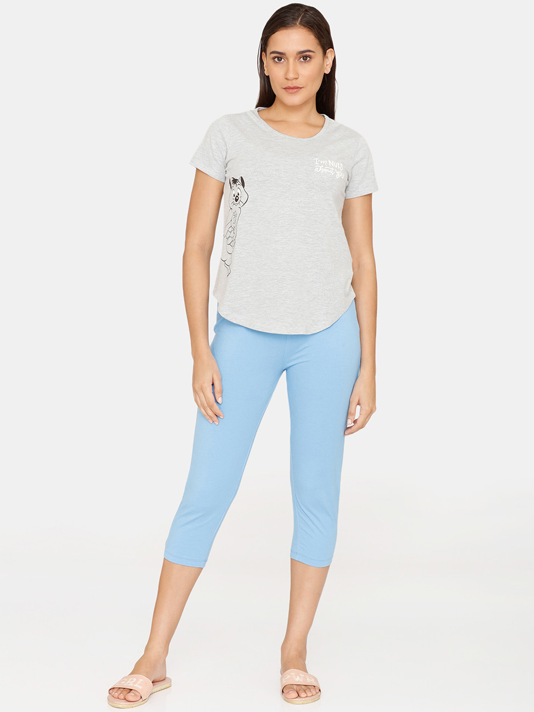 

Zivame Women Blue & Grey Night suit