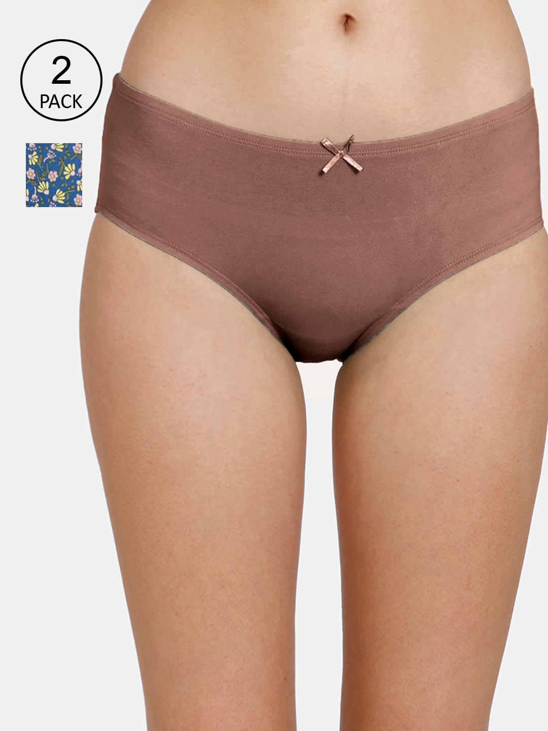 

Zivame Women Pack Of 2 Cotton Hipster Briefs, Camel brown