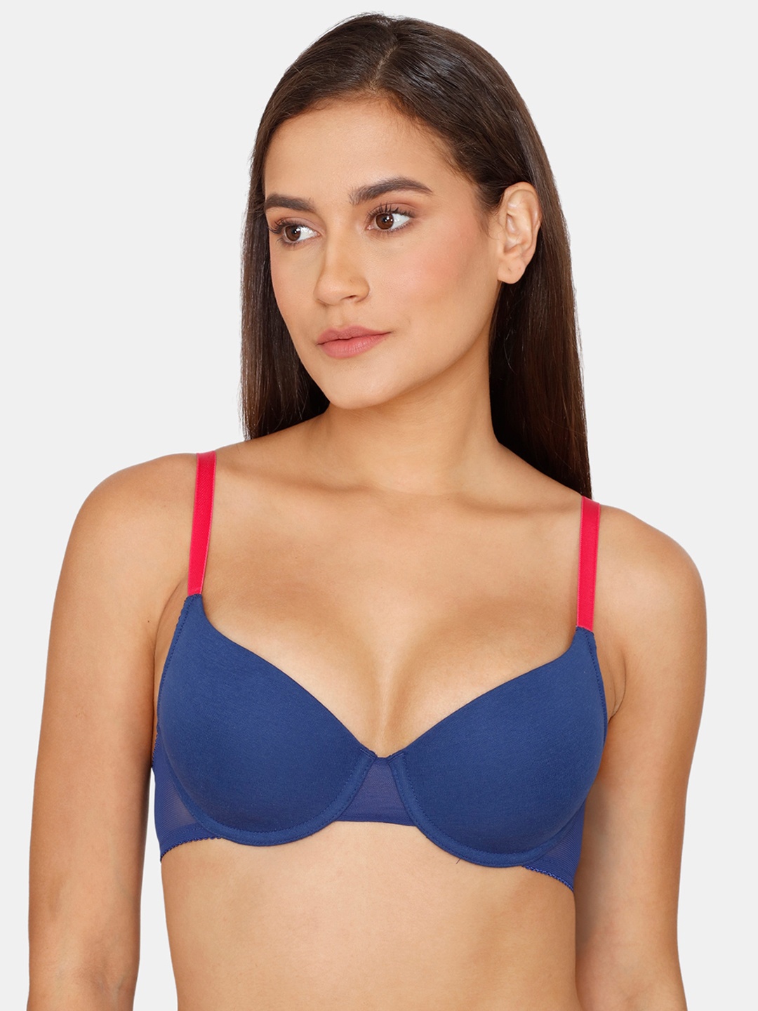 

Zivame Blue & Pink Bra Underwired Lightly Padded
