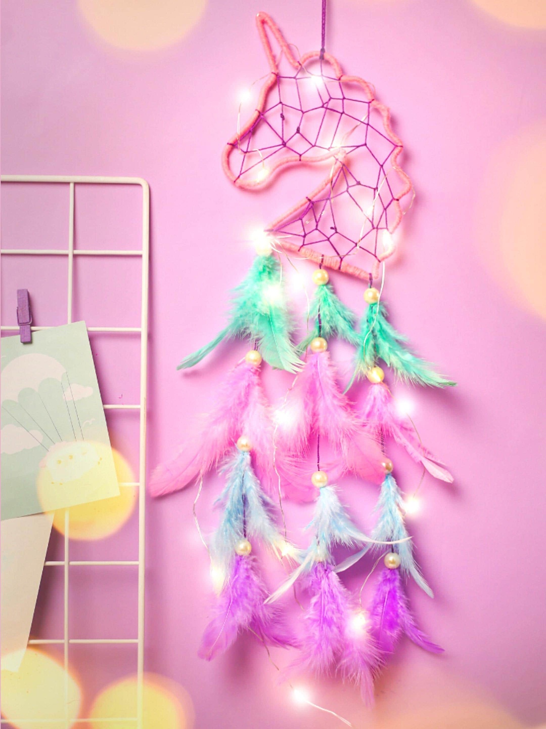 

Rooh Pink & Blue Handmade Unicorn Hanging Bird Feeder Windchimes