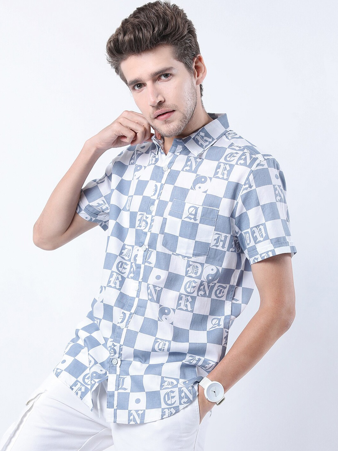 

HIGHLANDER Men Blue Slim Fit Checked Casual Shirt