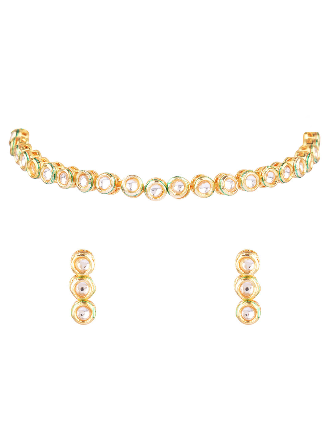

FEMMIBELLA Women White Kundan-Studded Jewellery Set