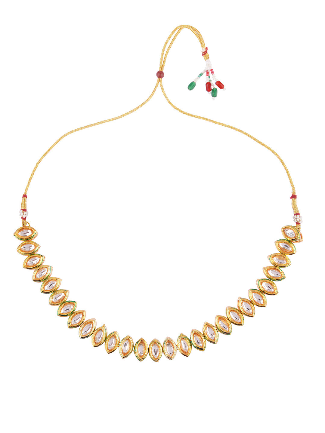 

FEMMIBELLA Gold-Plated White Kundan Studded Jewellery Set