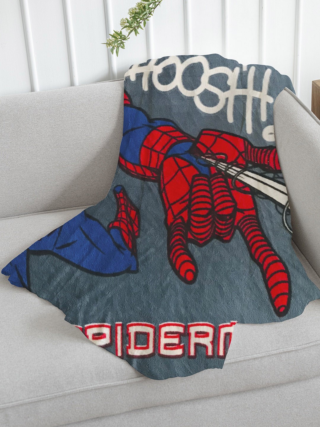 

Marvel Grey & Red Cartoon Characters Fleece AC Room 210 GSM Single Bed Blanket