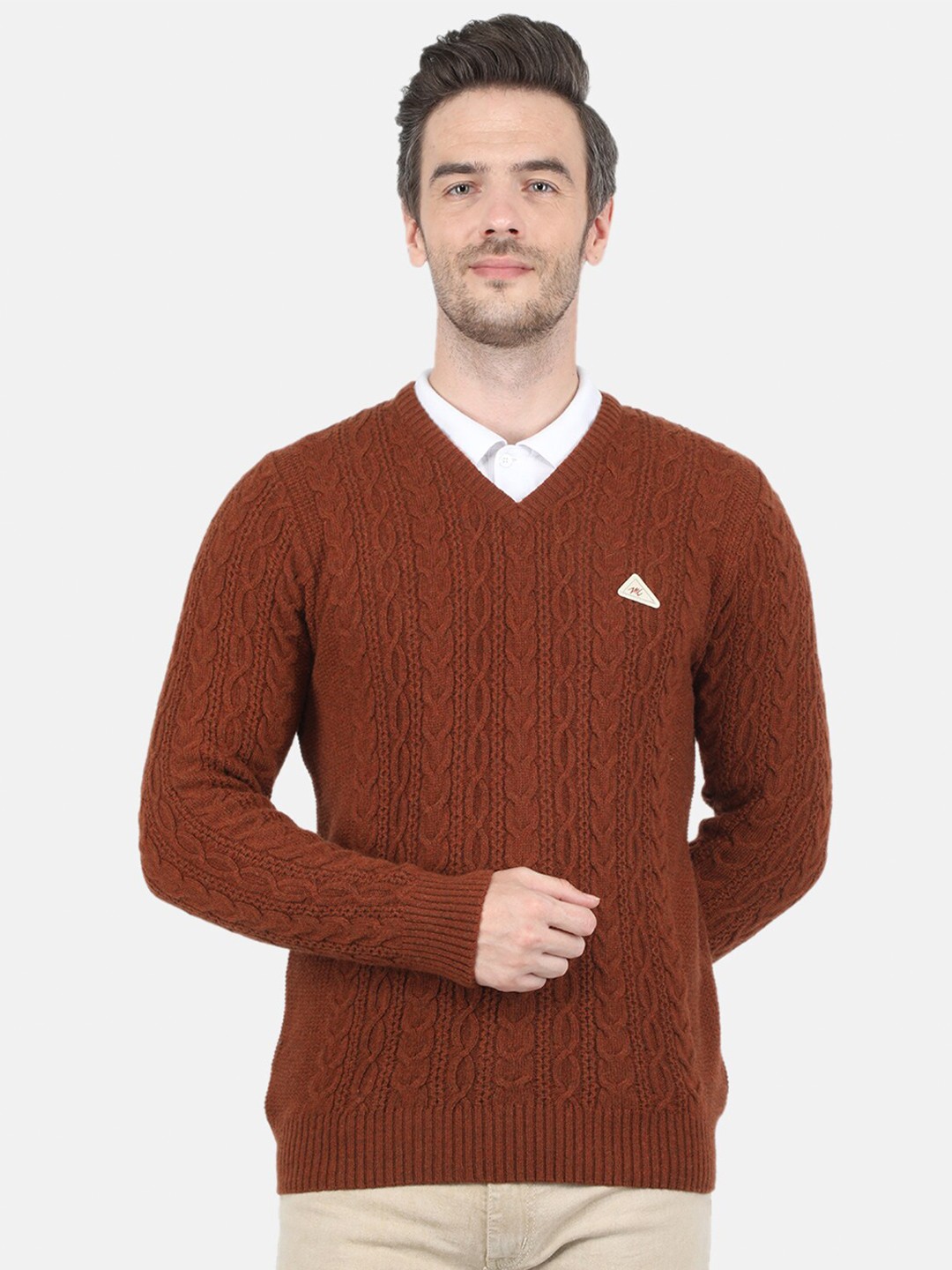 

Monte Carlo Men Brown self Design Pullover