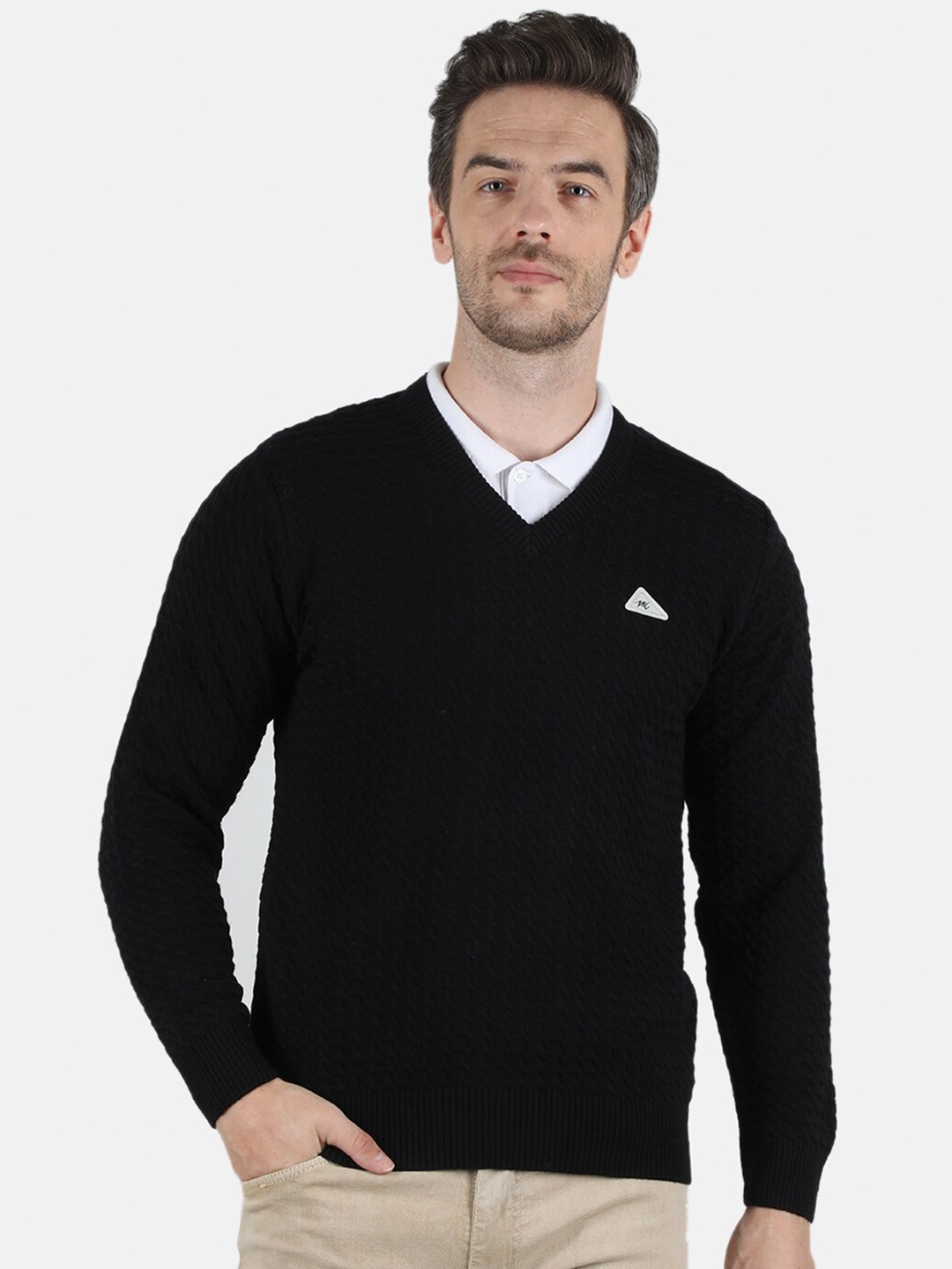 

Monte Carlo Men Black Cable Knit Pullover