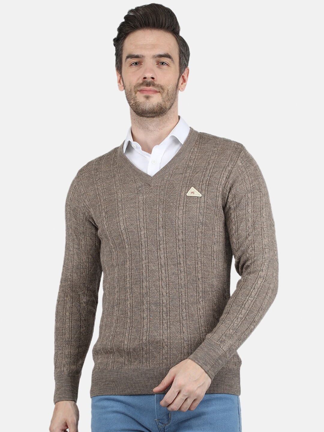 

Monte Carlo Men Brown Cable Knit Pullover
