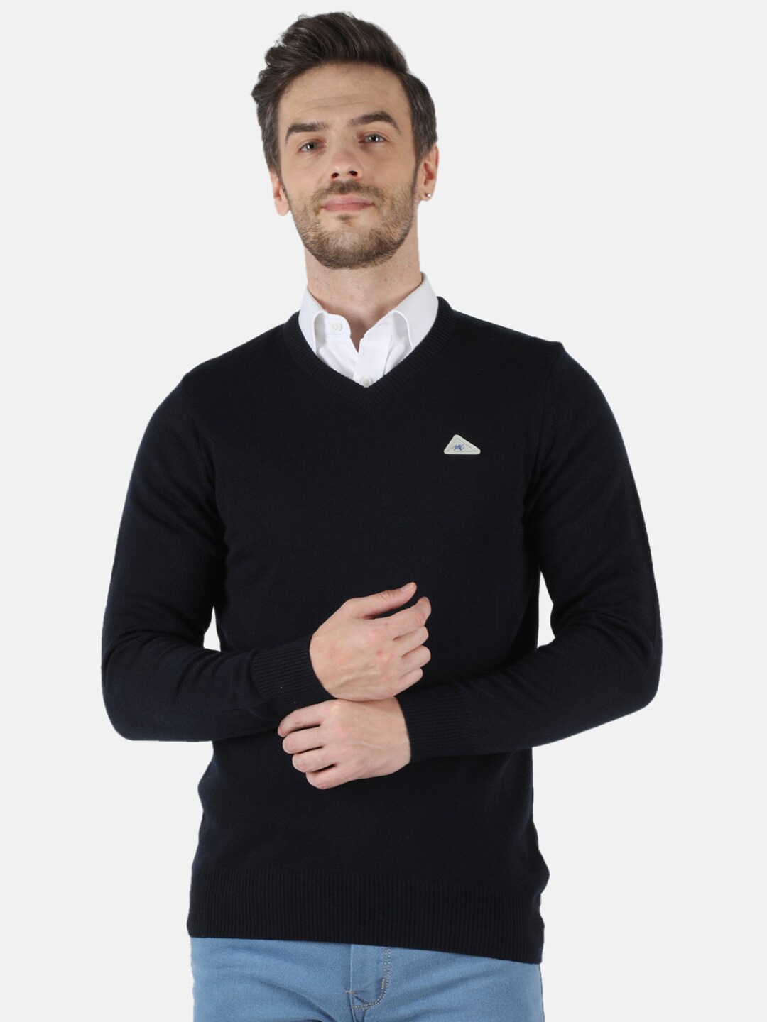 

Monte Carlo Men Navy Blue Pure Wool Pullover