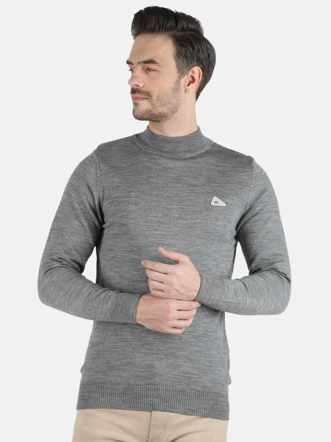 

Monte Carlo Men Grey Wool Turtle Neck Pullover