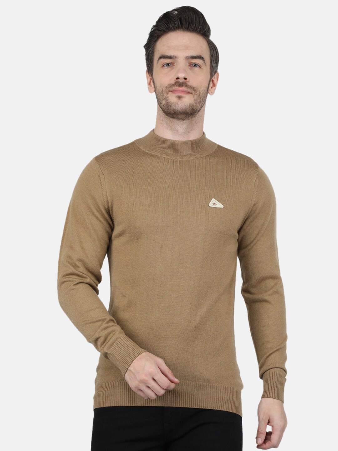 

Monte Carlo Men Tan Solid Pullover Sweater