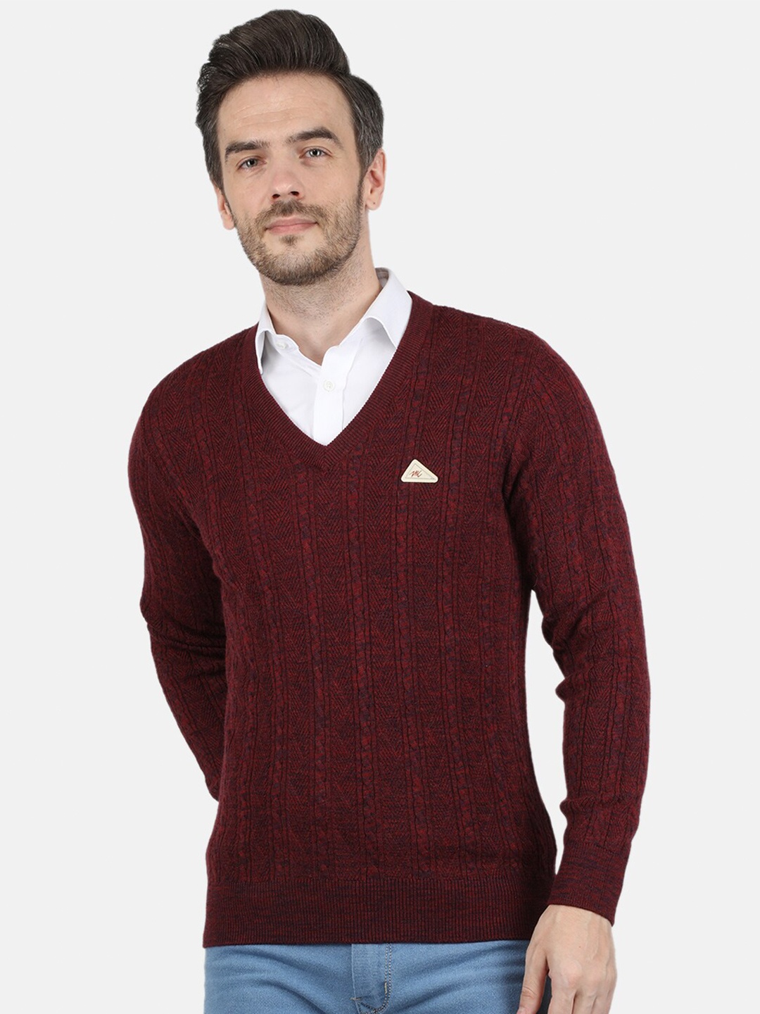 

Monte Carlo Men Maroon Wool Boucle Pullover