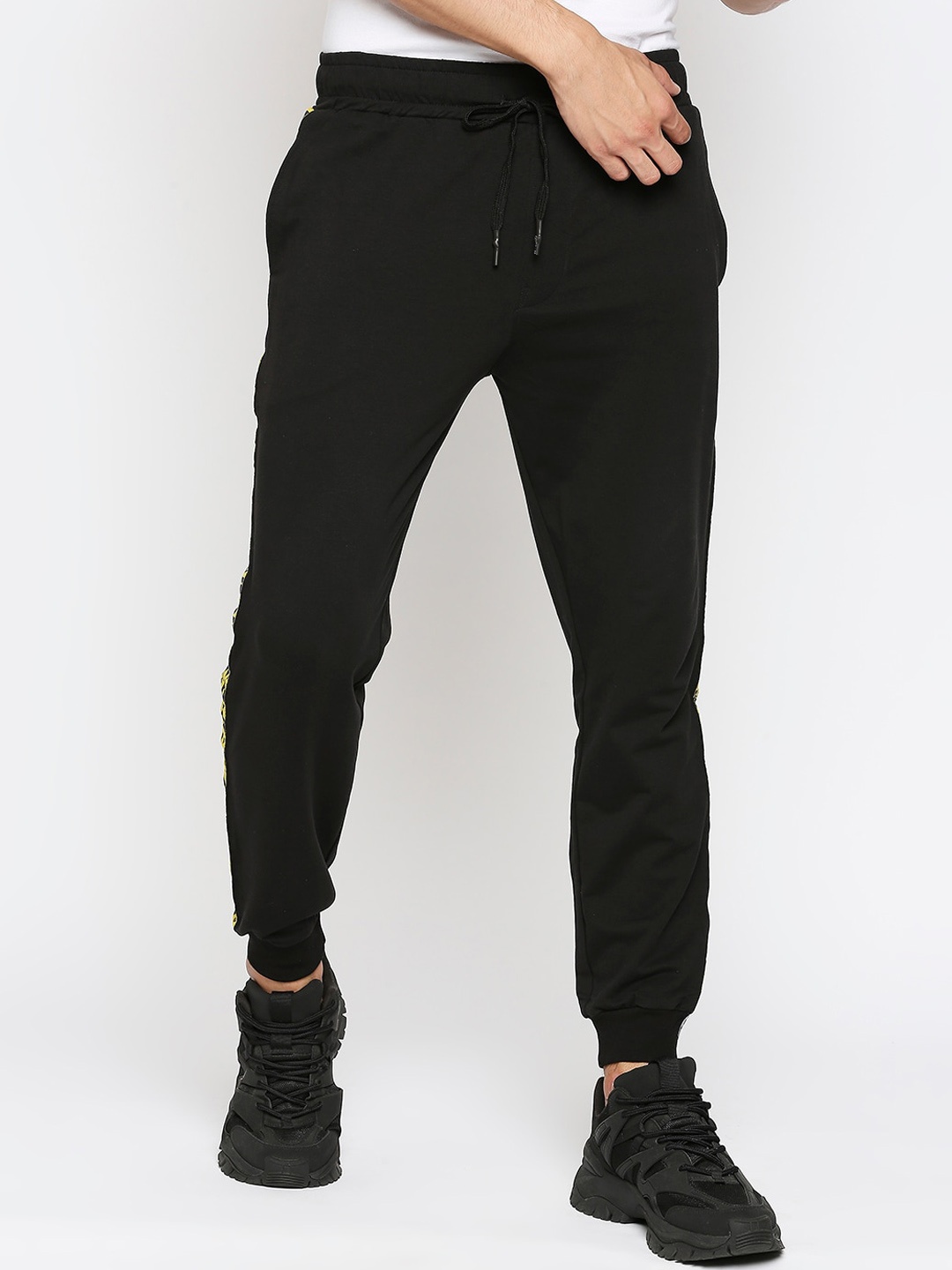

Disrupt Men Black Solid Pure Cotton Joggers Track Pants
