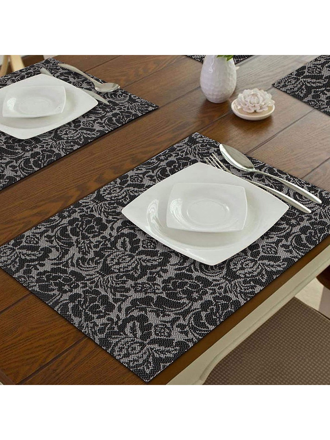 

royalkart Set Of 6 Grey Printed Table Placemats