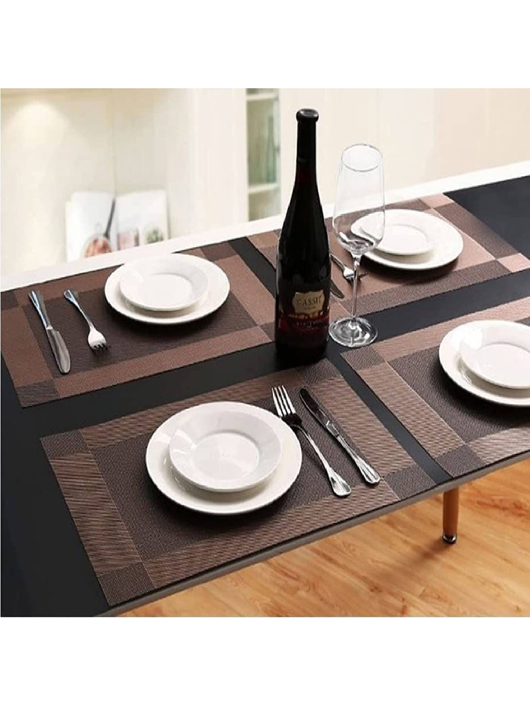 

Royalkart Brown Set Of 6 Textured Table Placemats