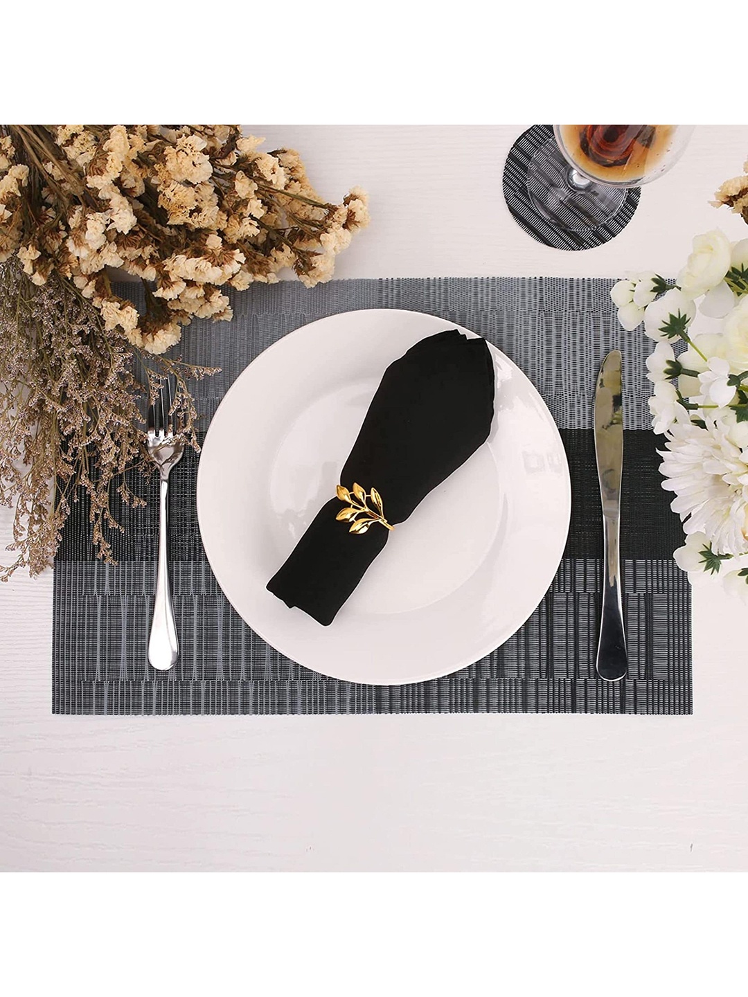 

royalkart Set of 6 Grey Textured Table Placemats