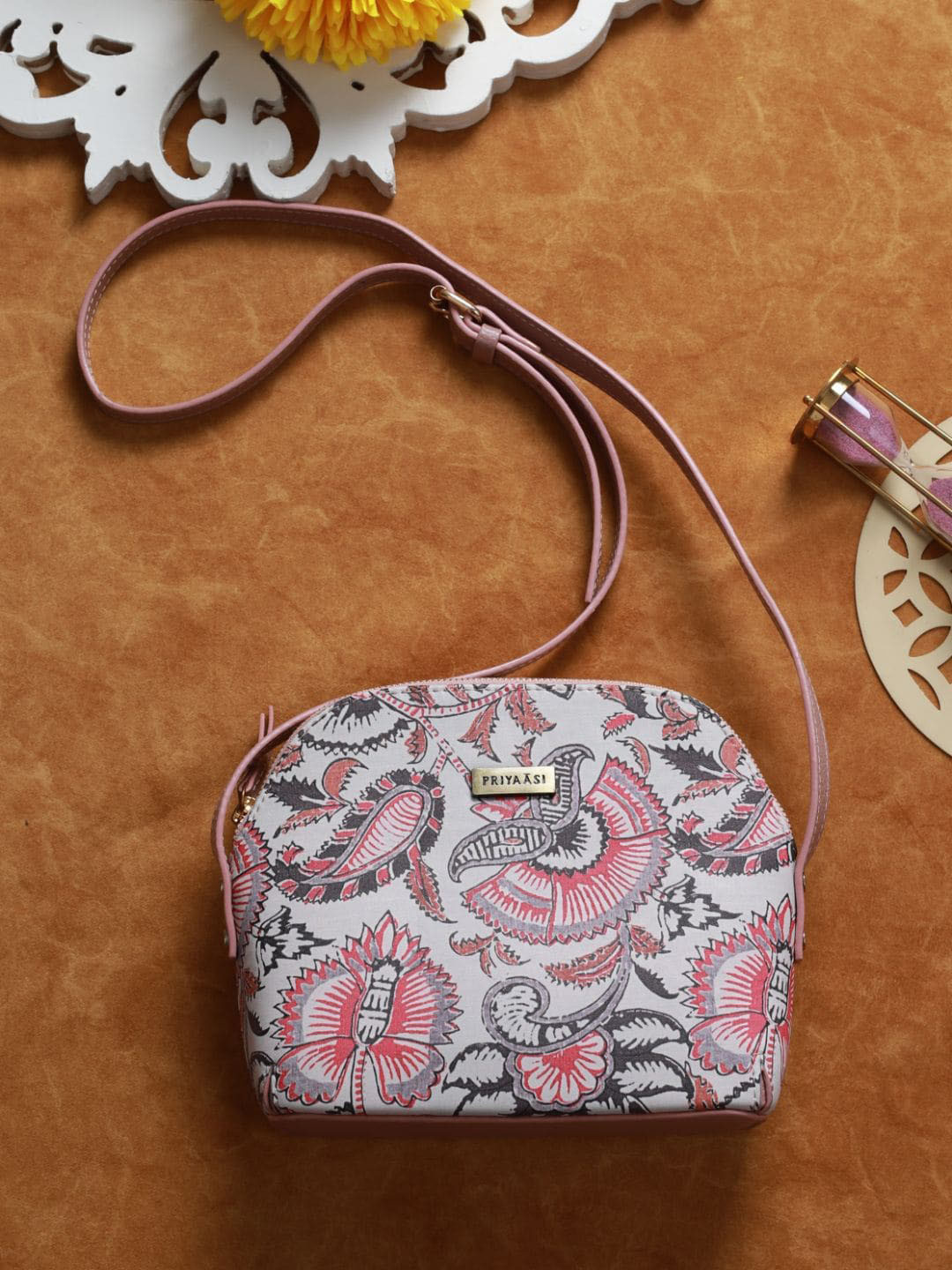 

Priyaasi Pink Printed PU Shopper Sling Bag