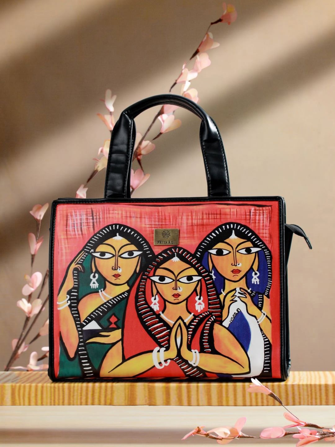 

Priyaasi Black Tribal Naari Digital Print Tote Bag