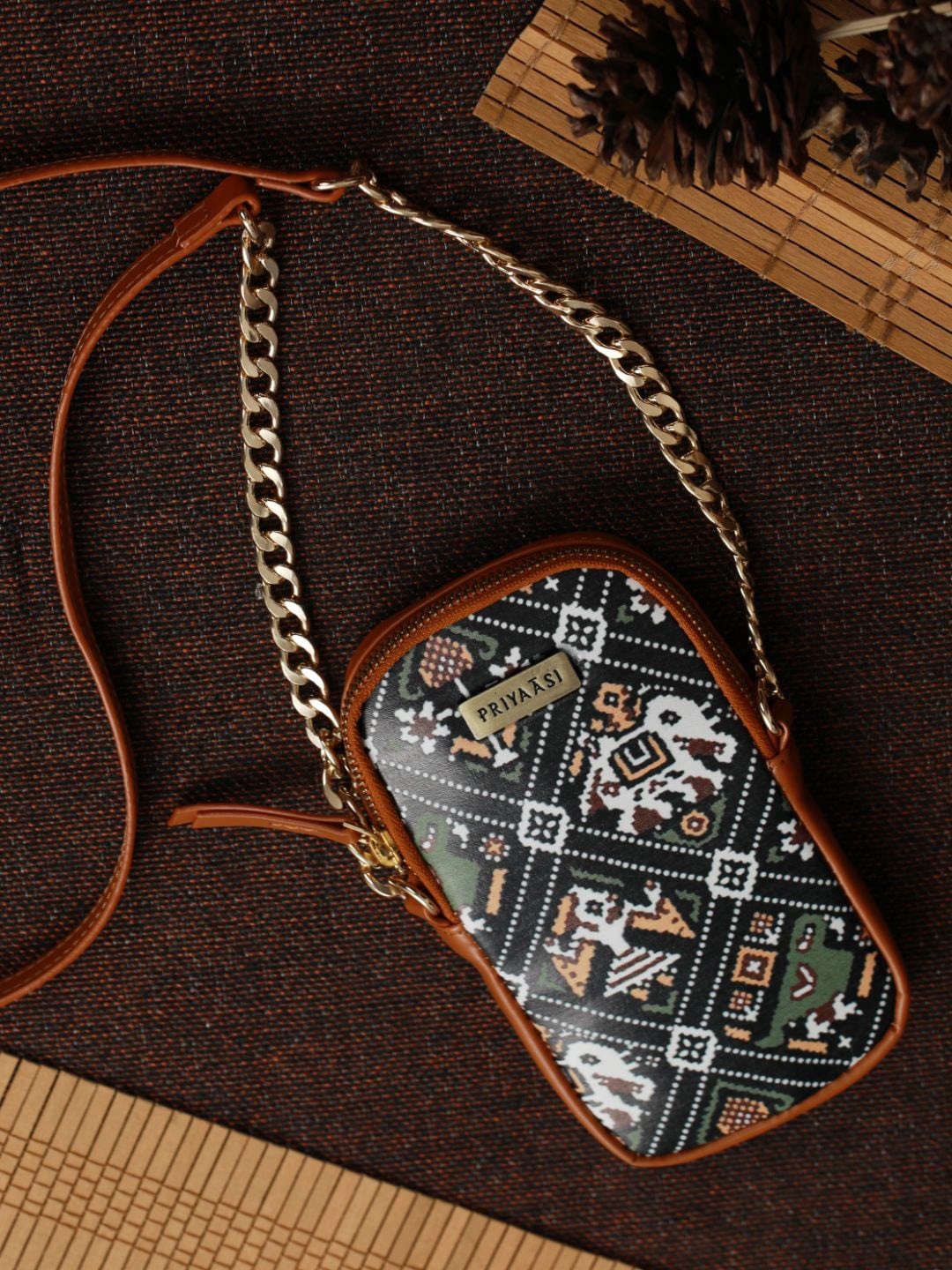 

Priyaasi Brown PU Structured Sling Bag