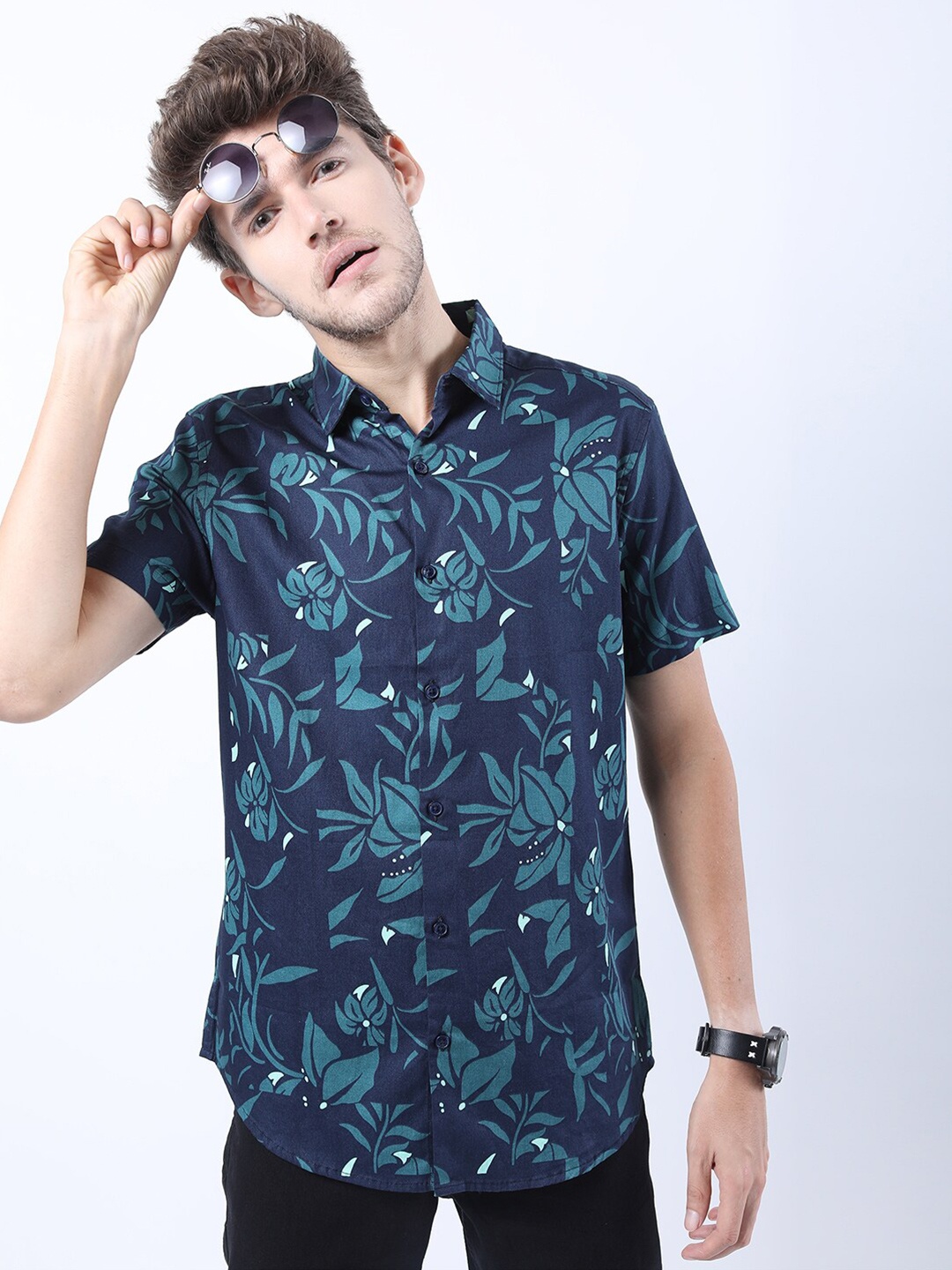 

KETCH Men Navy Blue Slim Fit Floral Printed Casual Shirt