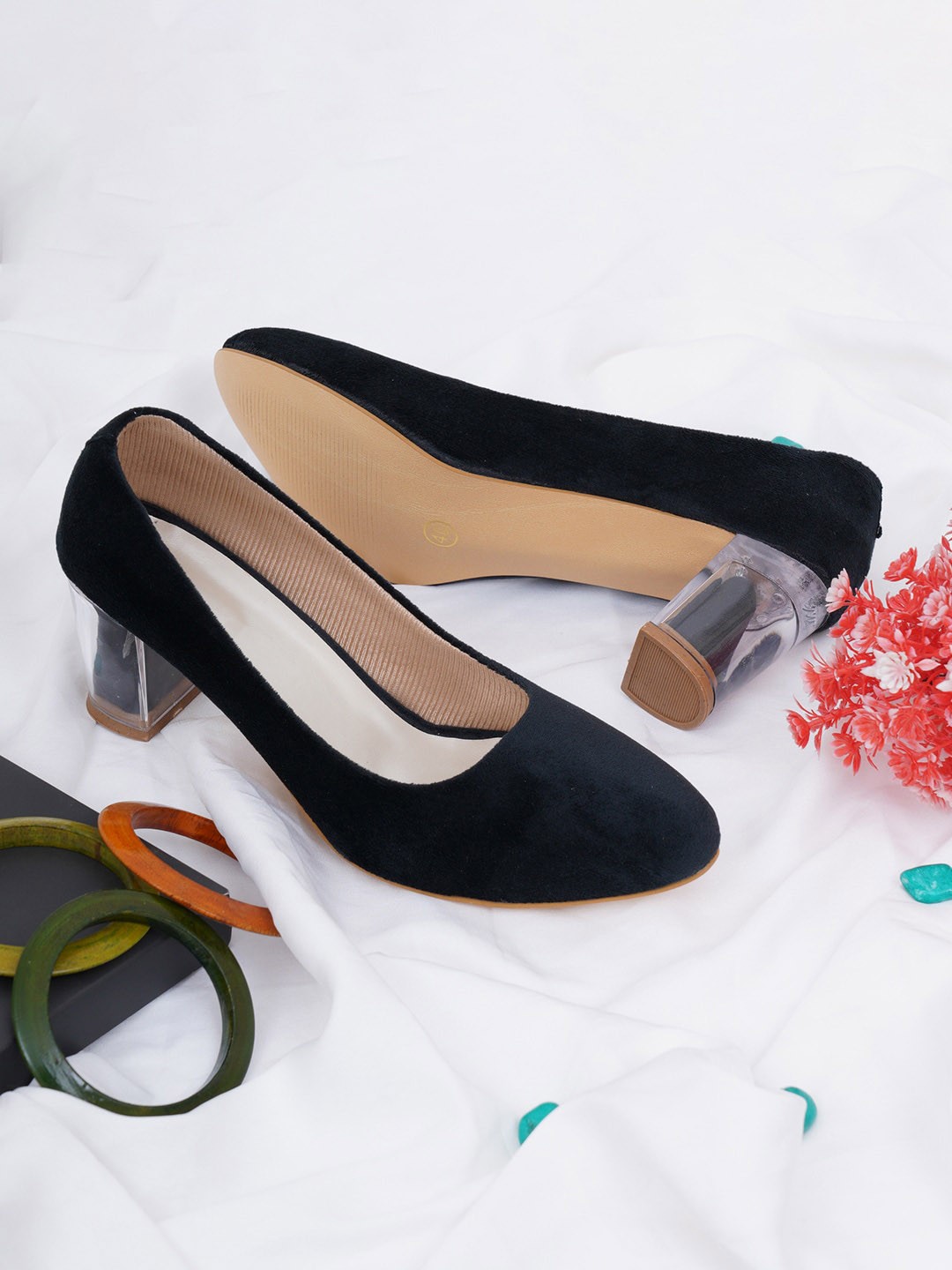 

Misto Women Black Suede Block Pumps