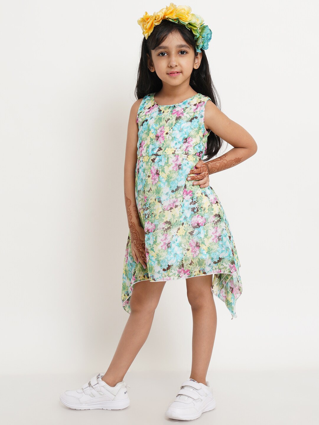 

Creative Kids Green Floral A-Line Dress