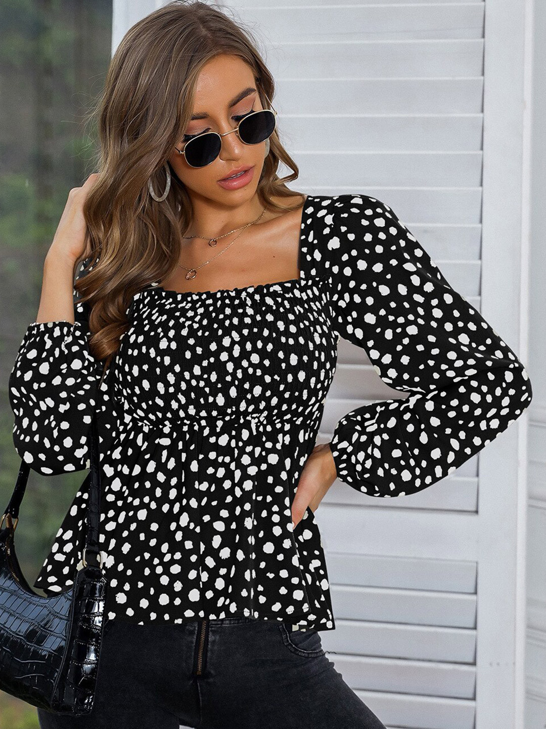

BoStreet Black & White Print Top