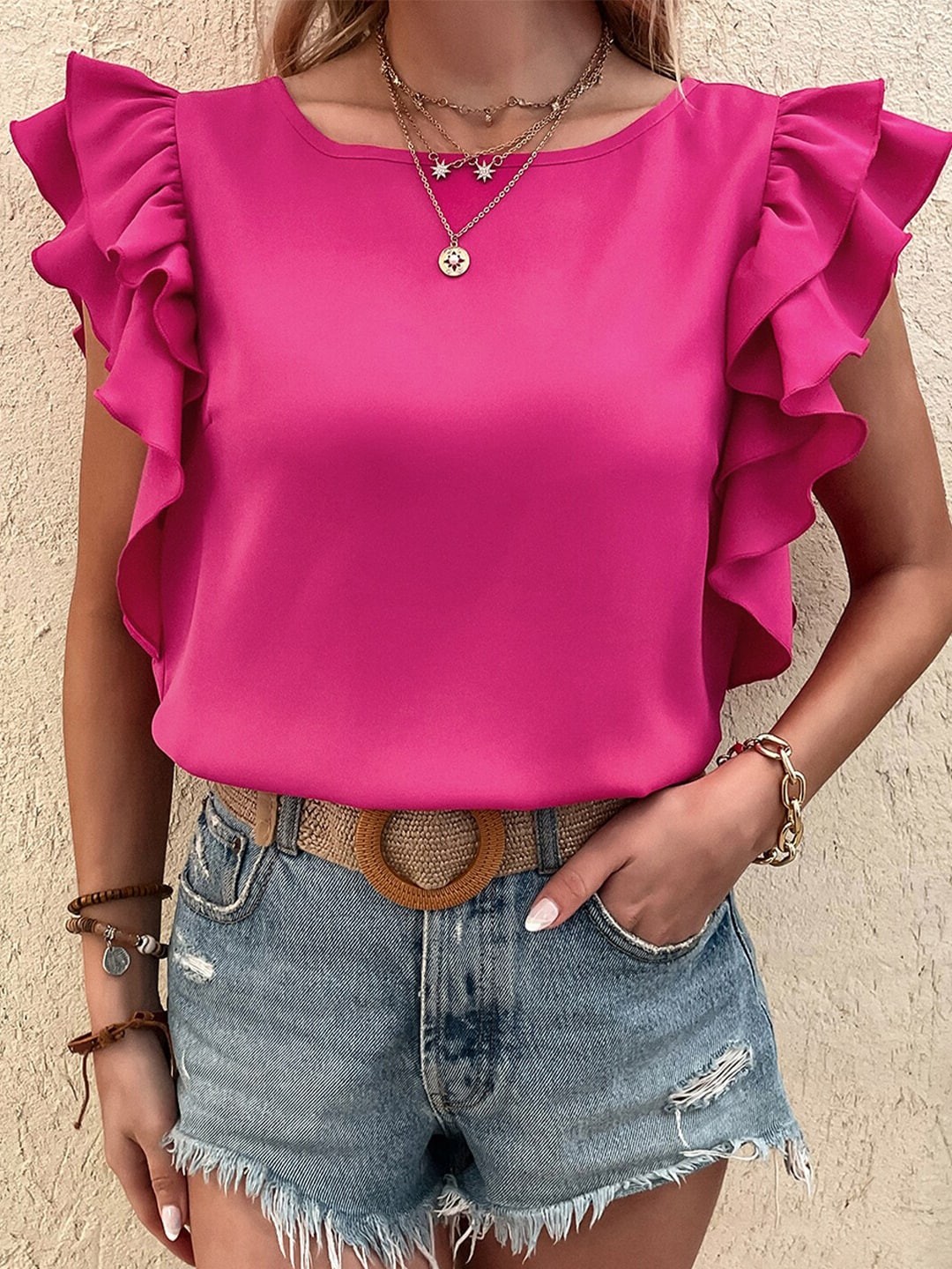 

BoStreet Pink Ruffles Top