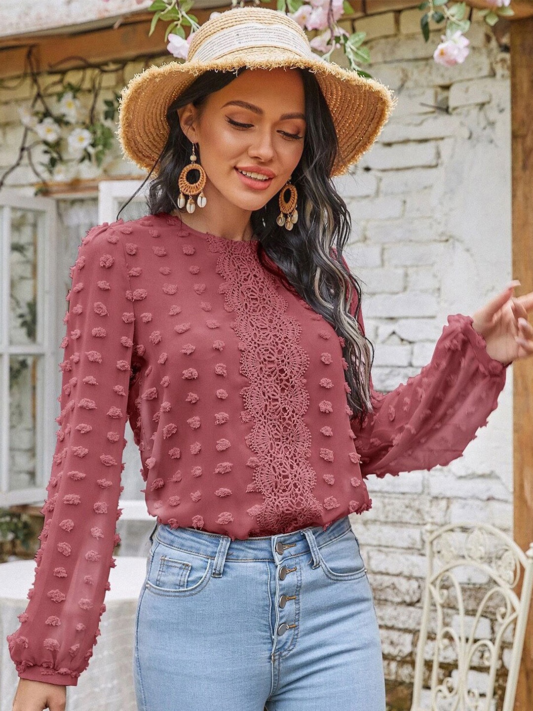 

StyleCast Rust Solid Round Neck Regular Top