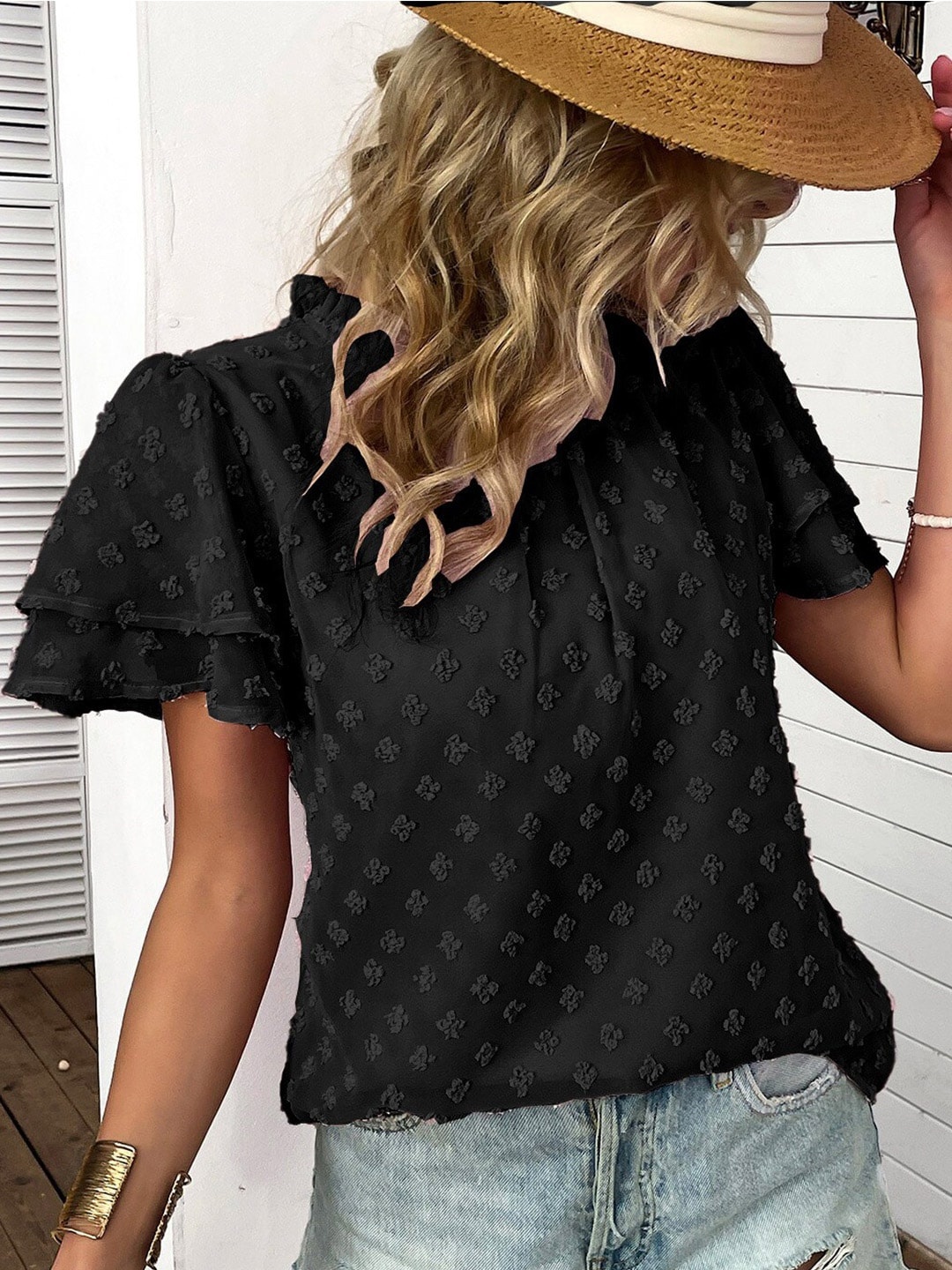 

BoStreet Black Styled Back Top