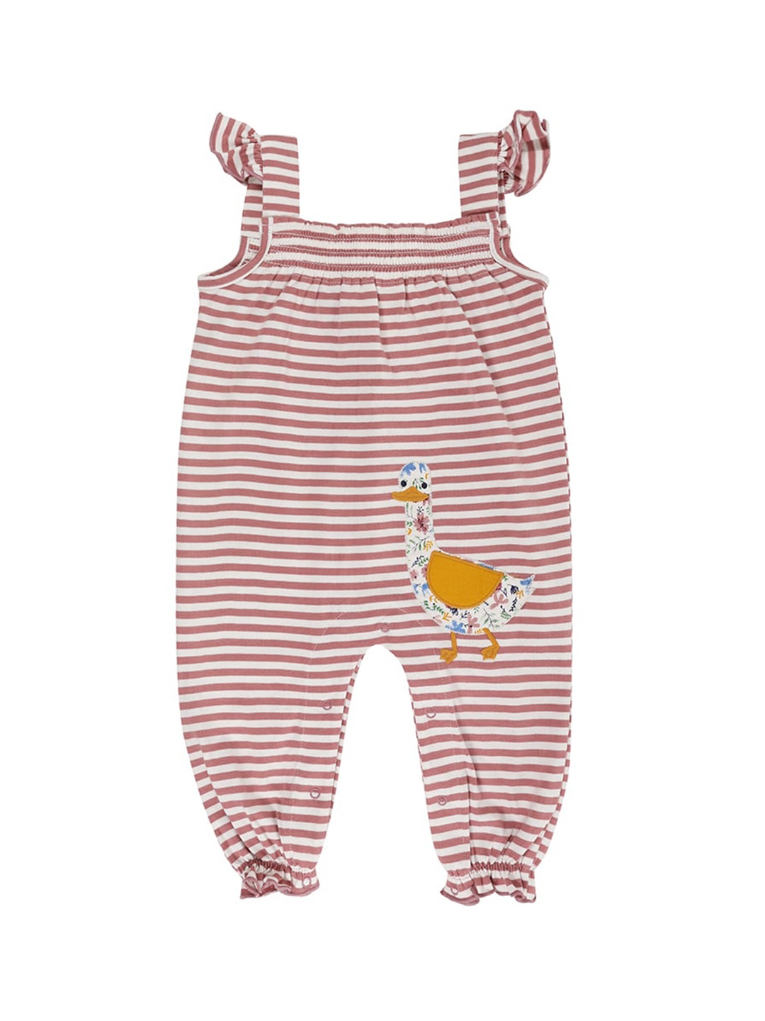 

Lilly and Sid Infants Kids Pink & White Striped Cotton Dungarees