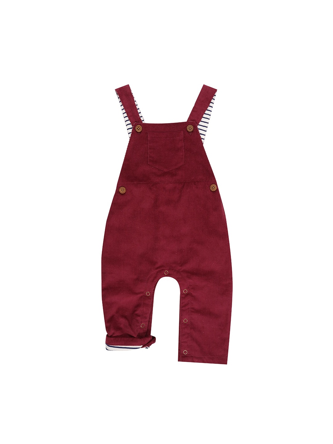 

Lilly and Sid Infants Kids Burgundy Solid Pure Cotton Dungarees