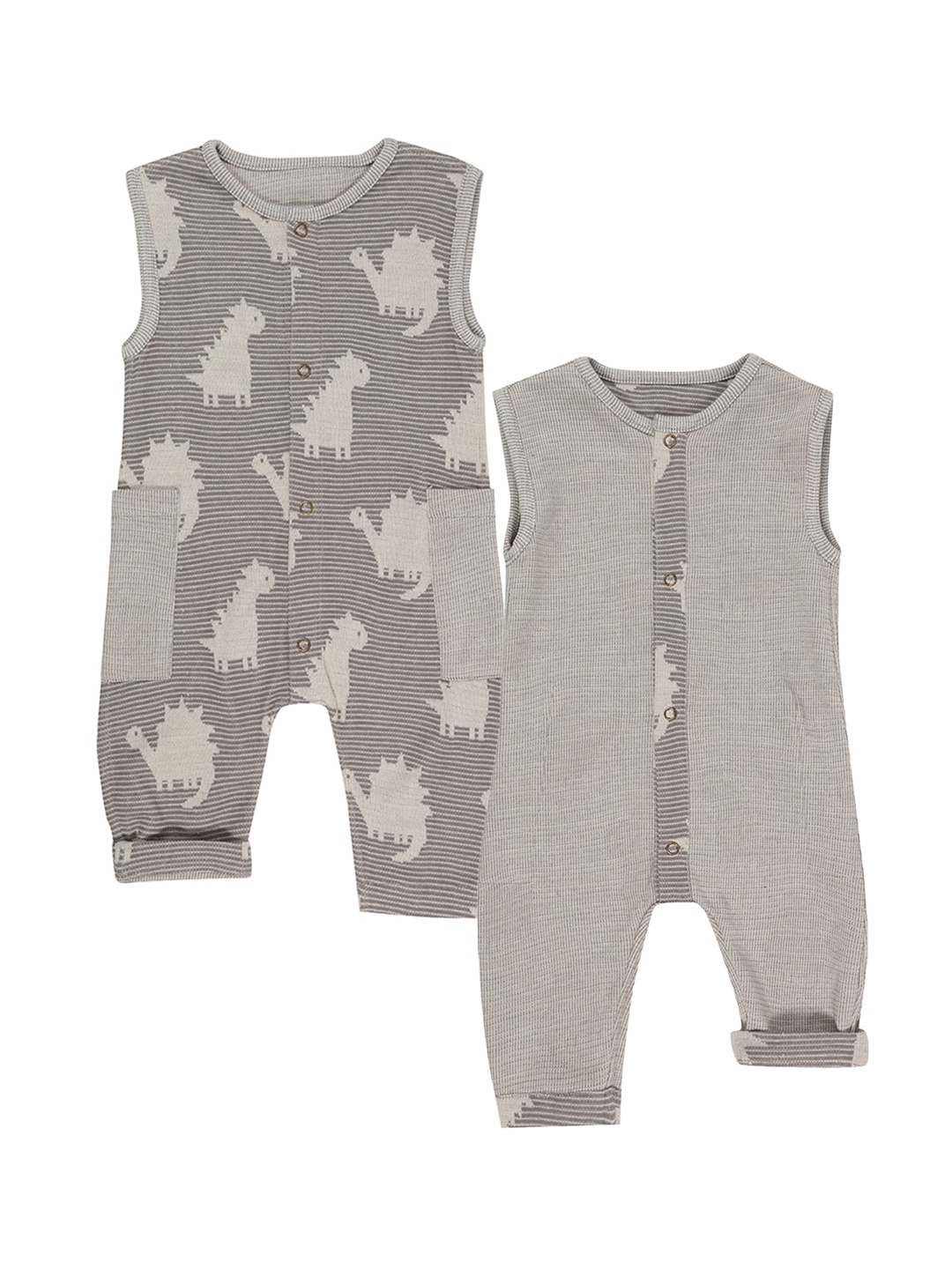 

Lilly and Sid Infant Unisex Kids Grey Animal Printed Reversible Dungarees