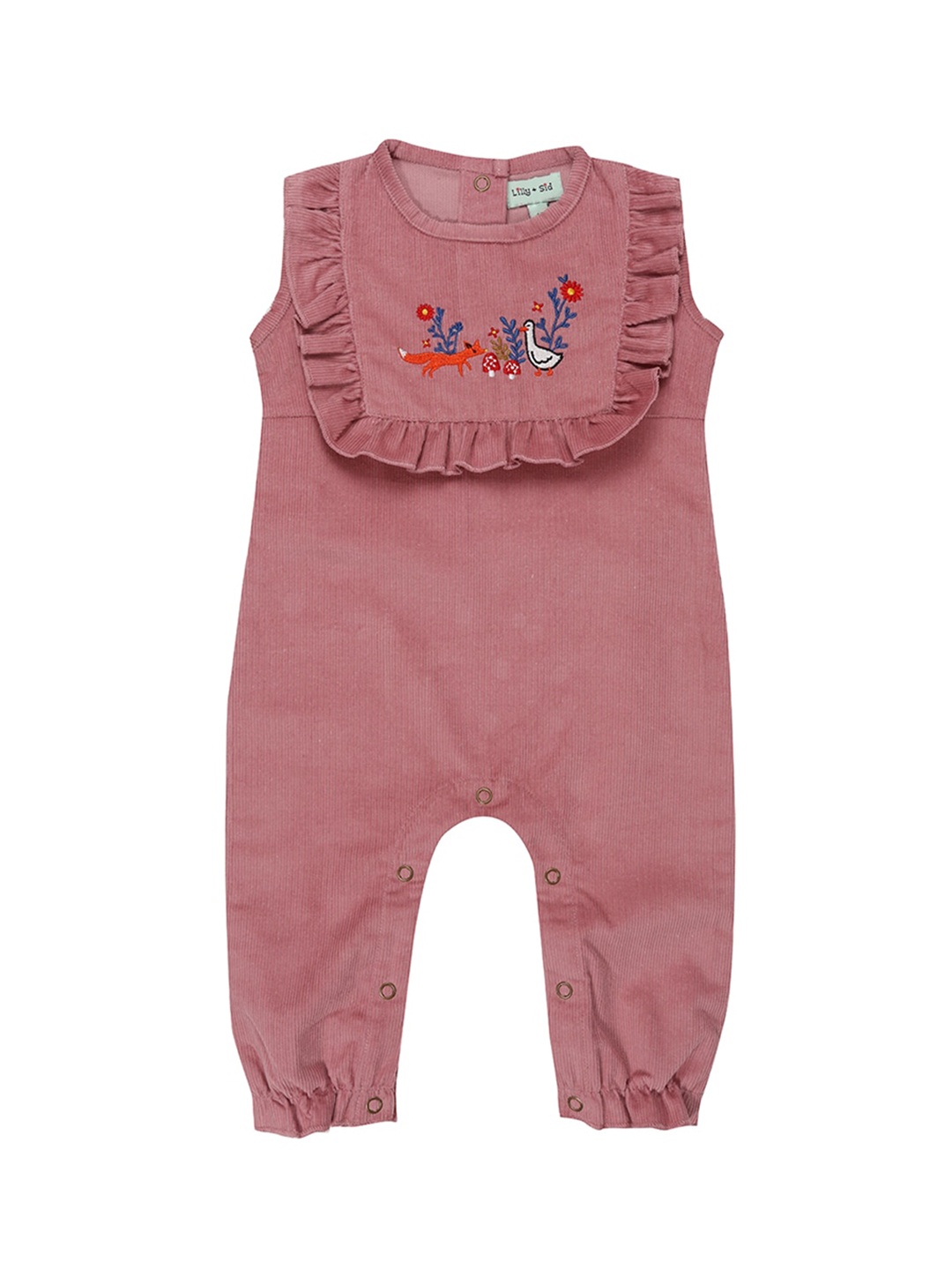 

Lilly and Sid Infants Kids Pink Embroidered Pure Cotton Dungarees