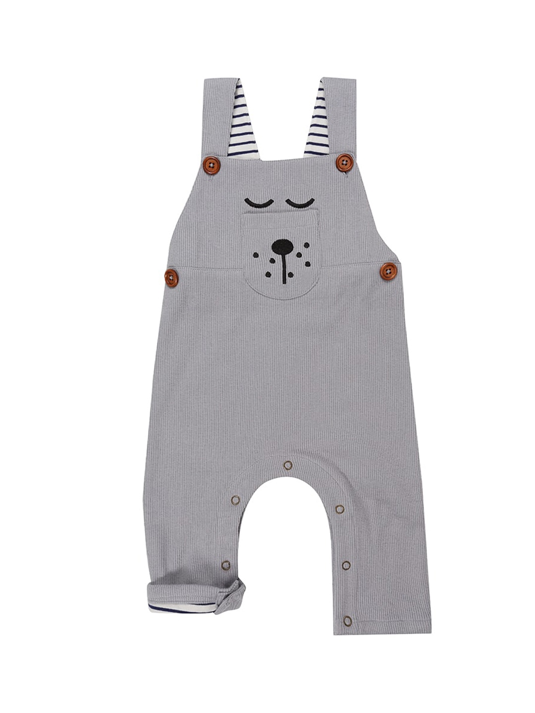 

Lilly and Sid Infants Kids Grey Solid Cotton Dungarees