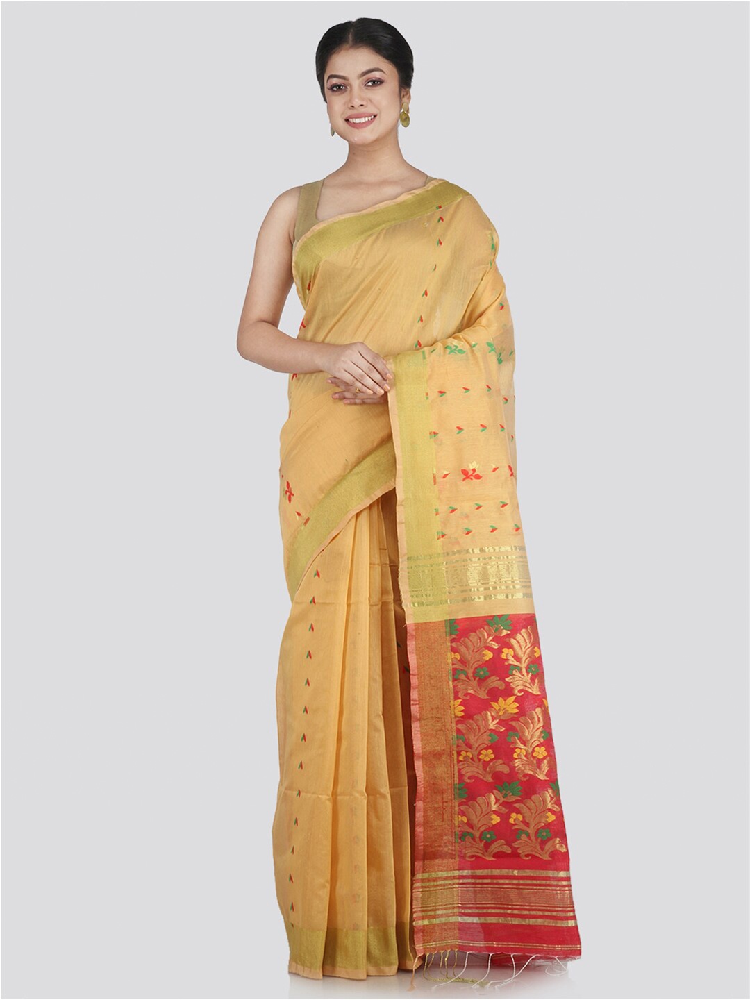

PinkLoom Beige & Red Woven Design Saree