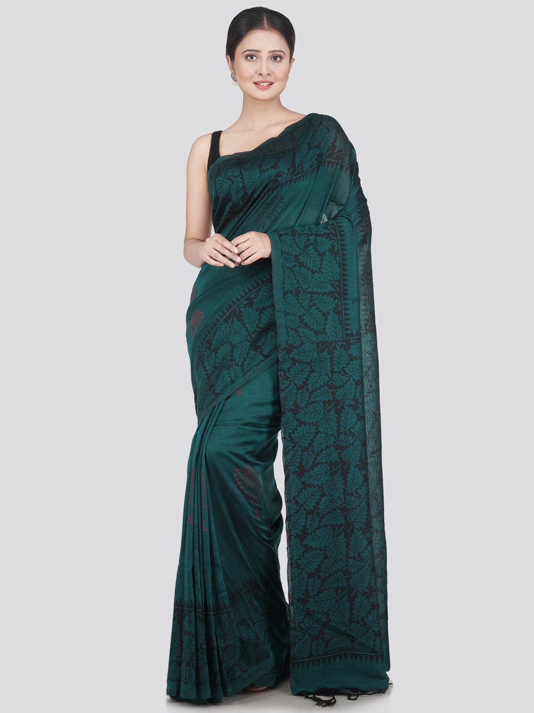 

PinkLoom Teal Woven Design Pure Cotton Saree