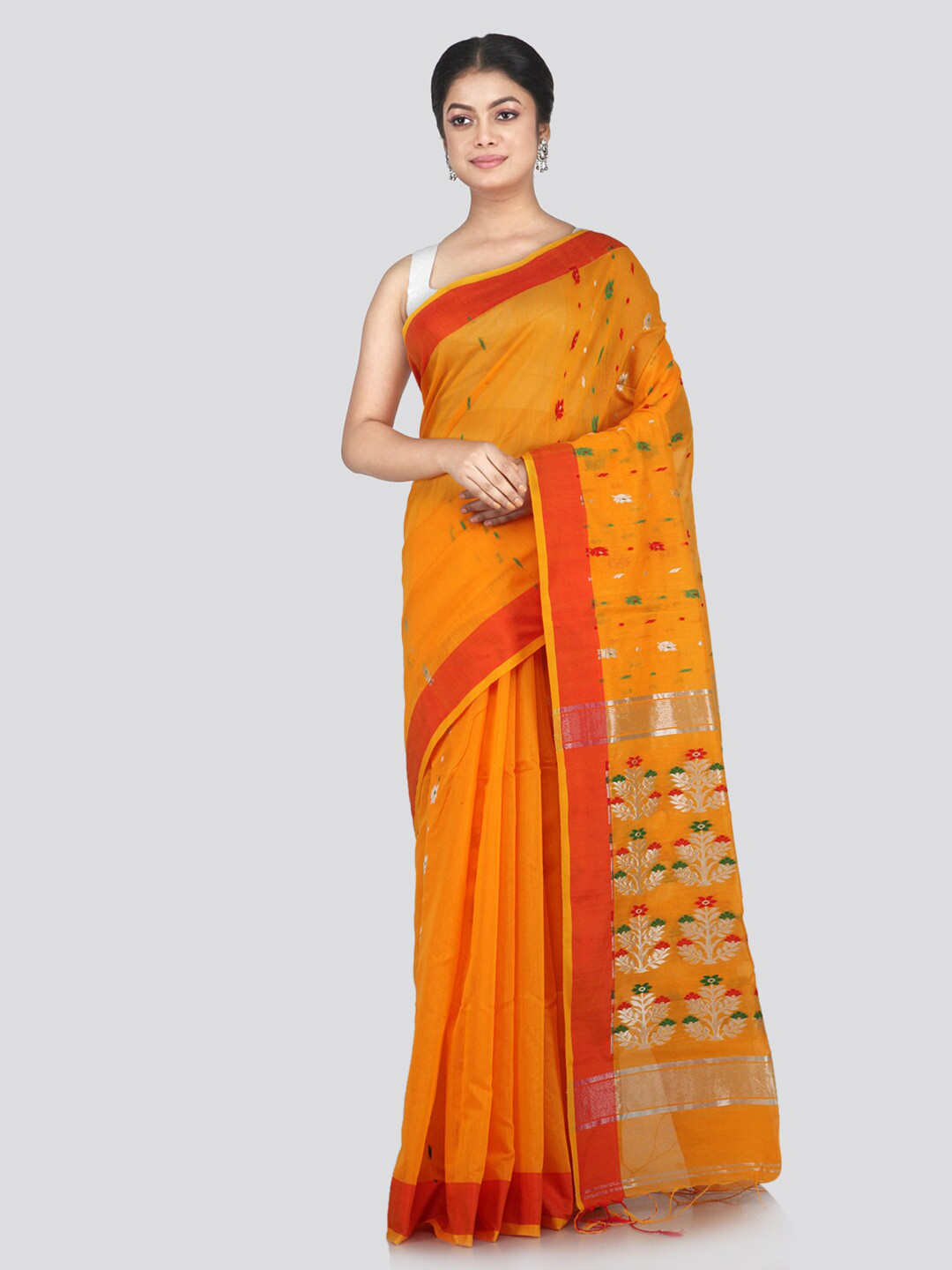 

PinkLoom Yellow & Red Woven Design Saree