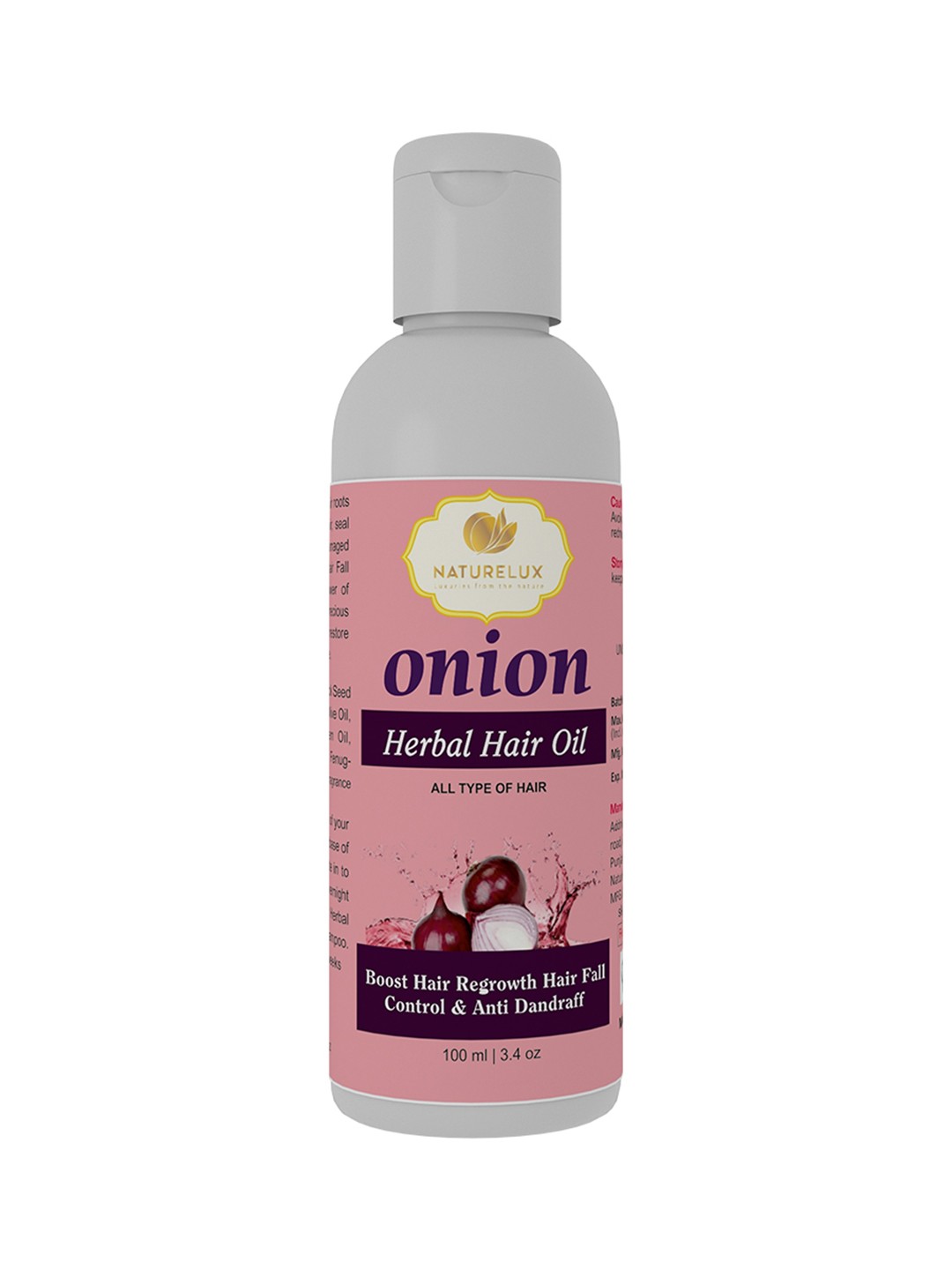 

NATURELUX Onion Herbal Hair Oil For Hair Fall Control & Dandruff Control - 100 ml, White