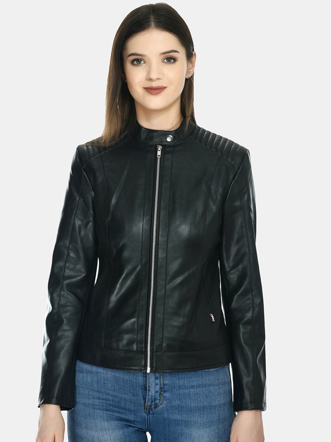 

TBOJ Women Black Lightweight Outdoor Biker Jacket